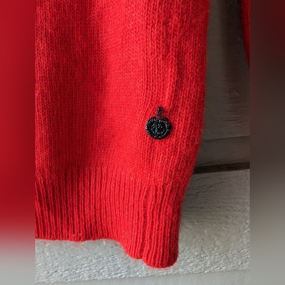 POUR LES BON VIVANTS Red Maison Scotch Knit Cardigan Sweater Size Small P'tite - Picture 4 of 5